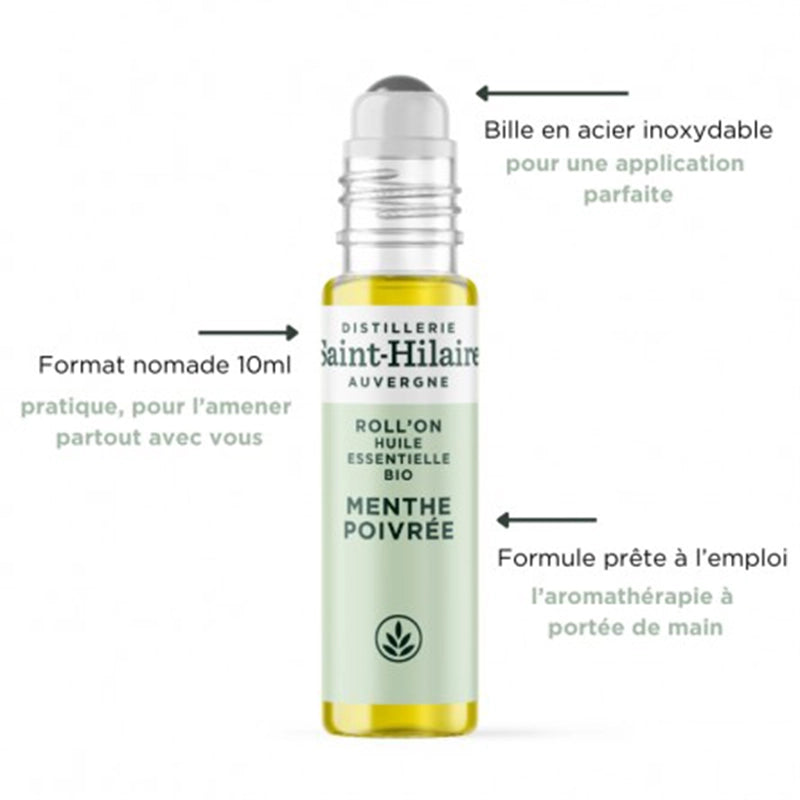 Roll-on à l'huile essentielle de Menthe poivrée BIO