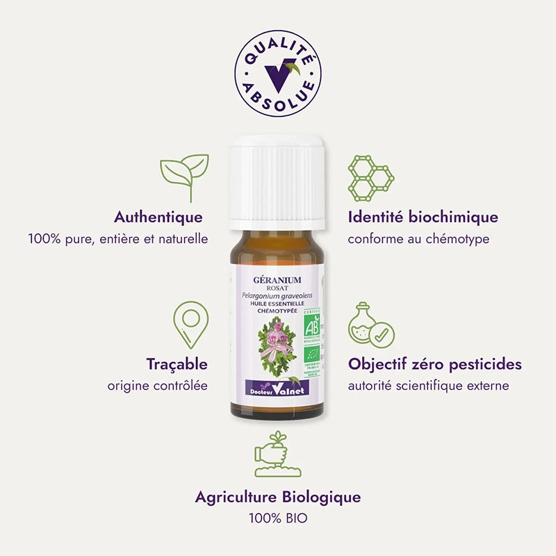 Huile essentielle Géranium rosat Bio Dr Valnet