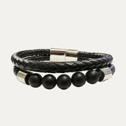 Bracelet 2 rangs cuir et perles